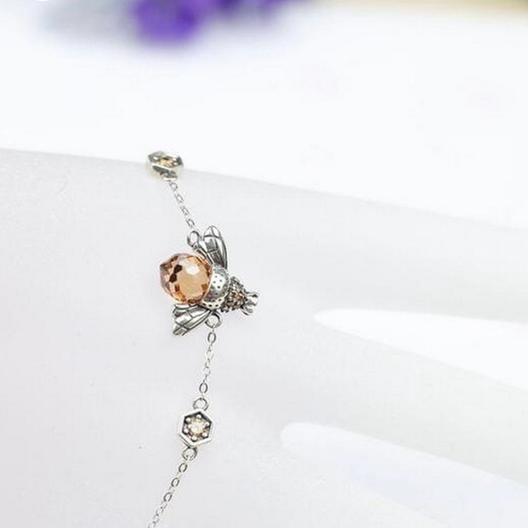 “Amber Abdomen Queen Bee” Faceted Tomenta Bumblebee Honeybee Honeycomb Bracelet - Picture 9 of 13